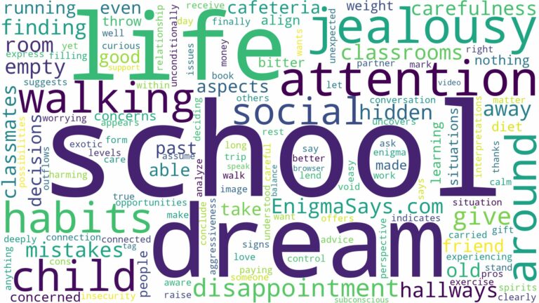 dreaming of walking around school and related dreams with their meanings in a word cloud