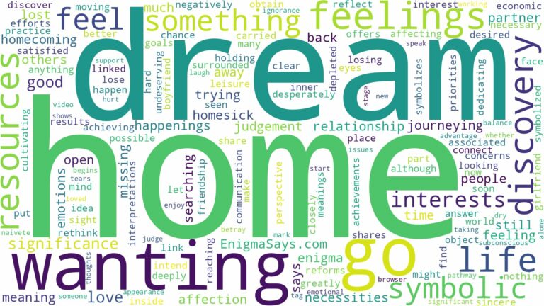 dreaming of wanting to go home and related dreams with their meanings in a word cloud