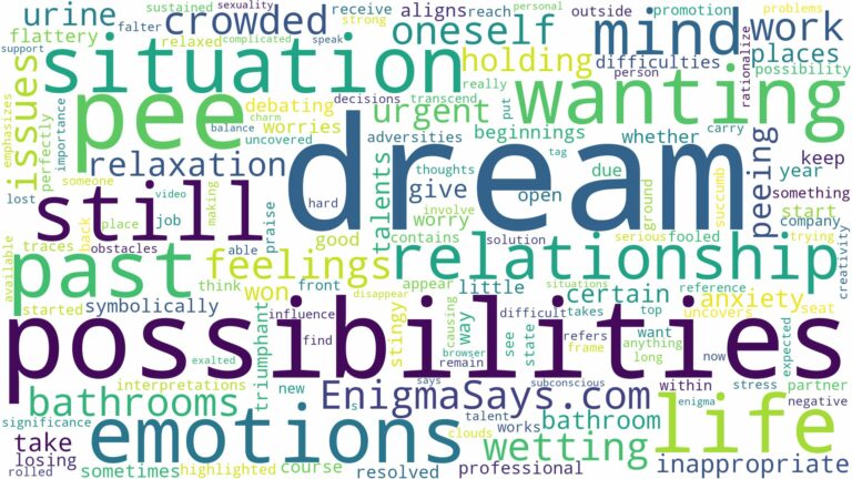 dream of wanting to pee and related dreams with their meanings in a word cloud
