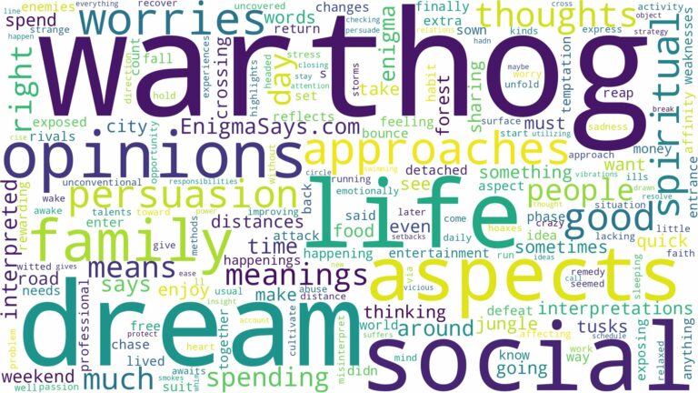 dream about warthog and related dreams with their meanings in a word cloud