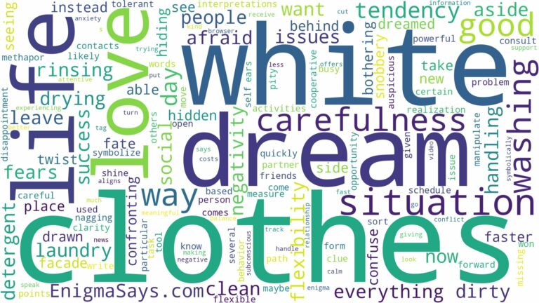 dreaming of washing white clothes and related dreams with their meanings in a word cloud