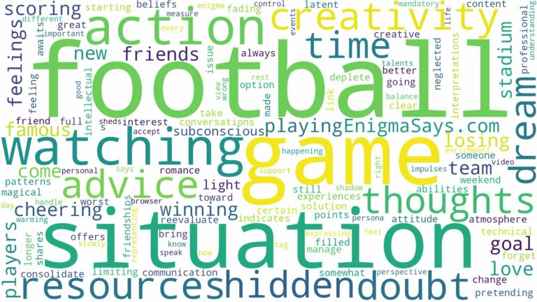 dreaming of watching football game and related dreams with their meanings in a word cloud