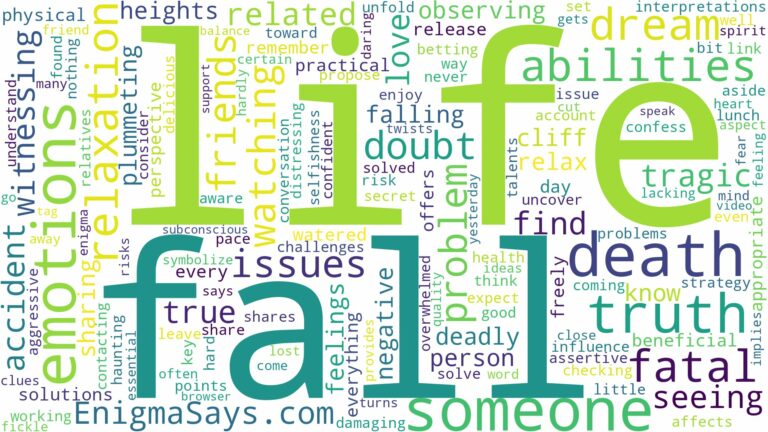 dreaming of watching someone fall to their death and related dreams with their meanings in a word cloud