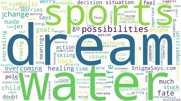 dream about water sports and related dreams with their meanings in a word cloud