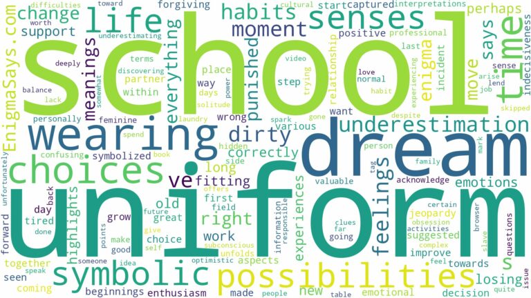 dreaming of wearing school uniform and related dreams with their meanings in a word cloud