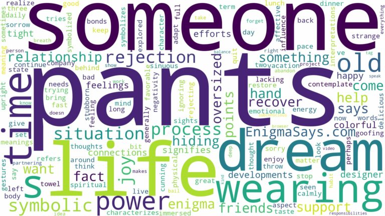 dreaming of wearing someone else's pants and related dreams with their meanings in a word cloud