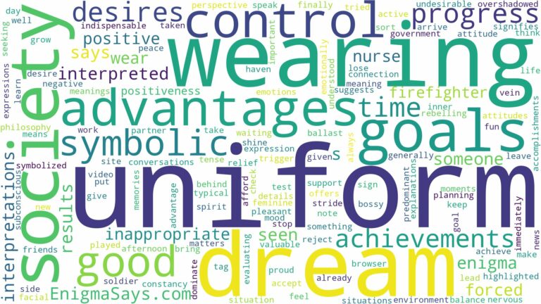 dream of wearing uniform and related dreams with their meanings in a word cloud
