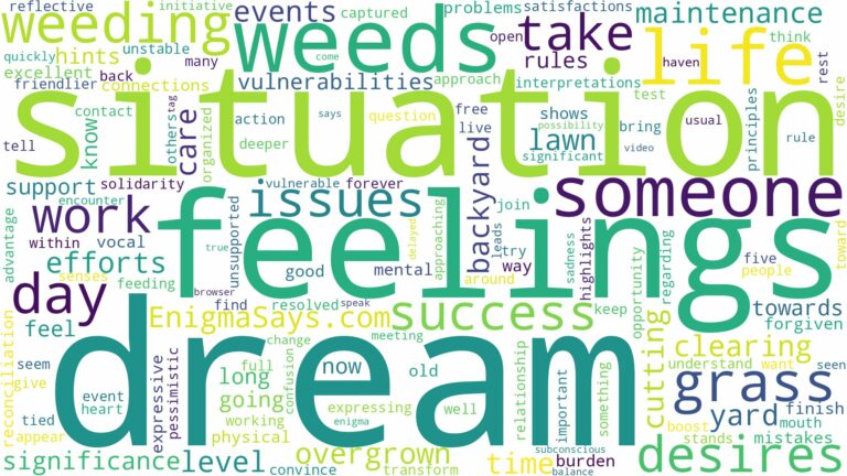 dream of weeding grass and related dreams with their meanings in a word cloud