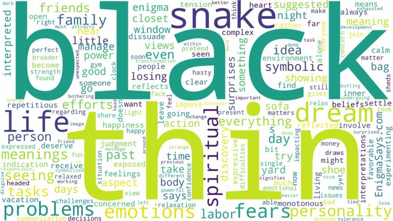 dream about a thin black snake and related dreams with their meanings in a word cloud