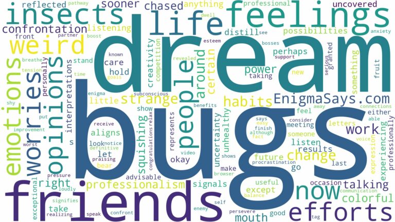 dream about weird bugs and related dreams with their meanings in a word cloud