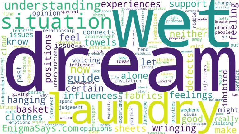 dream about wet laundry and related dreams with their meanings in a word cloud