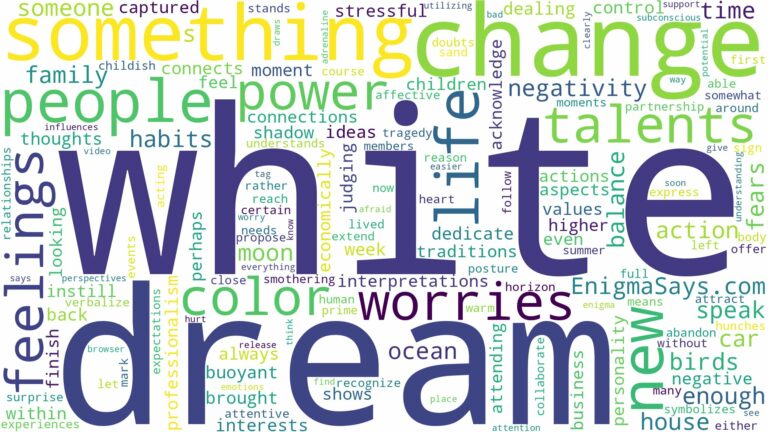 dream about white color and related dreams with their meanings in a word cloud