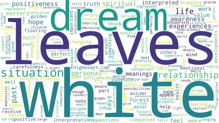 dream about white leaves and related dreams with their meanings in a word cloud