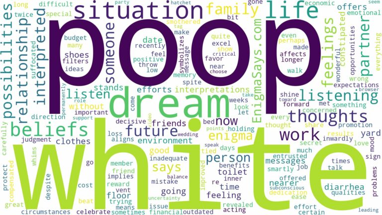 dream about white poop and related dreams with their meanings in a word cloud