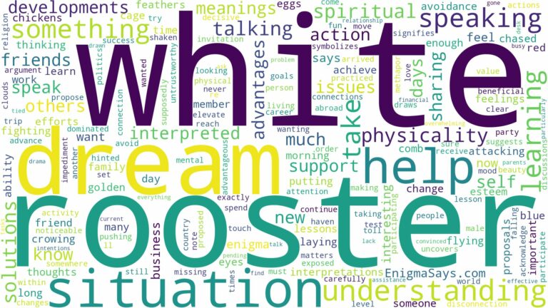dream about white rooster and related dreams with their meanings in a word cloud