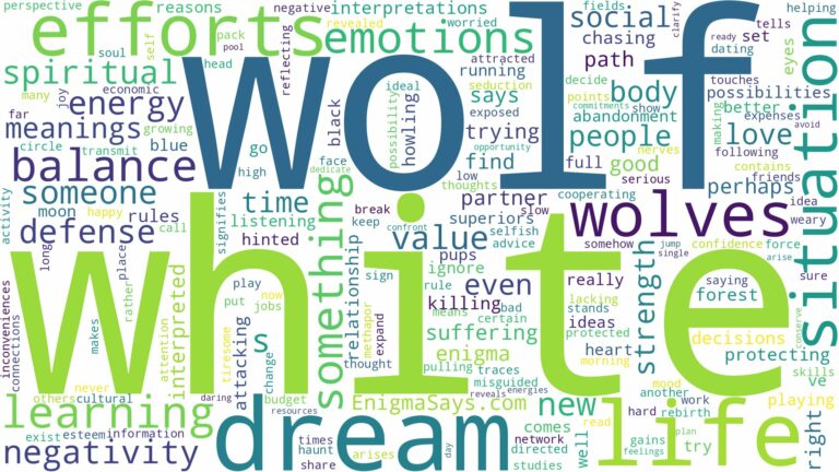 dream about white wolf and related dreams with their meanings in a word cloud