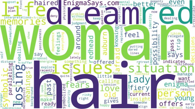 dream about woman with red hair and related dreams with their meanings in a word cloud