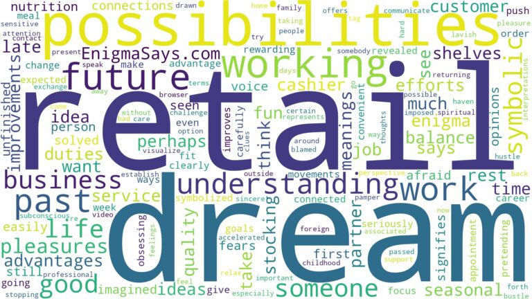 dream of working in retail and related dreams with their meanings in a word cloud
