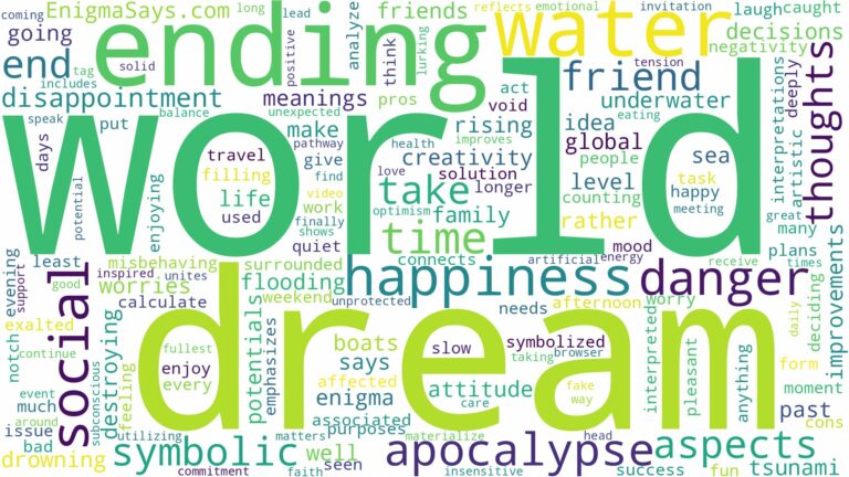 dreaming about world ending in water and related dreams with their meanings in a word cloud