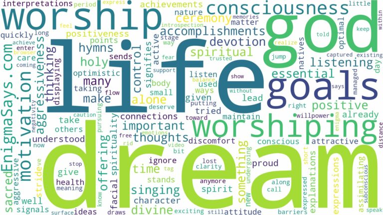 dream of worshiping god and related dreams with their meanings in a word cloud