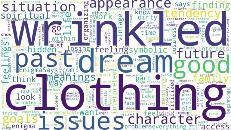 dreaming of wrinkled clothing and related dreams with their meanings in a word cloud
