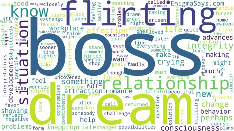 dreaming about your boss flirting with you and related dreams with their meanings in a word cloud