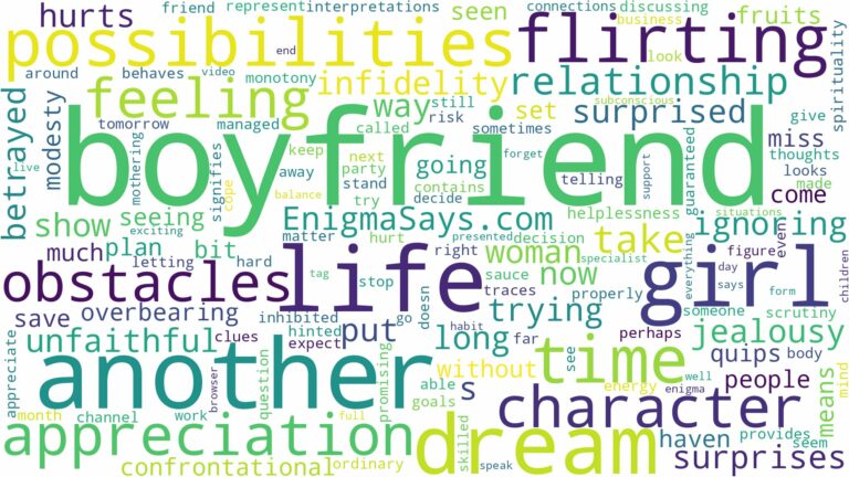 dreaming about your boyfriend flirting with another girl and related dreams with their meanings in a word cloud