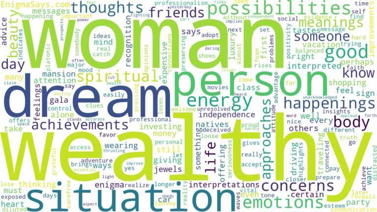 dream about a wealthy woman and related dreams with their meanings in a word cloud