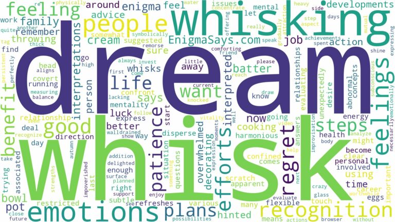dream about a whisk and related dreams with their meanings in a word cloud