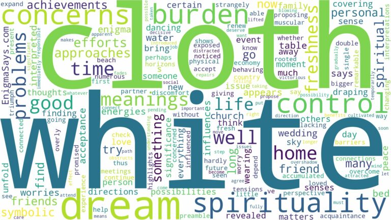 dream about a white cloth and related dreams with their meanings in a word cloud