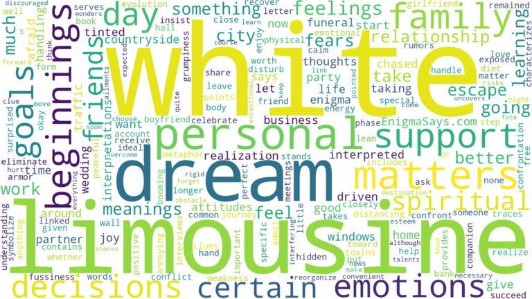 dream about a white limousine and related dreams with their meanings in a word cloud