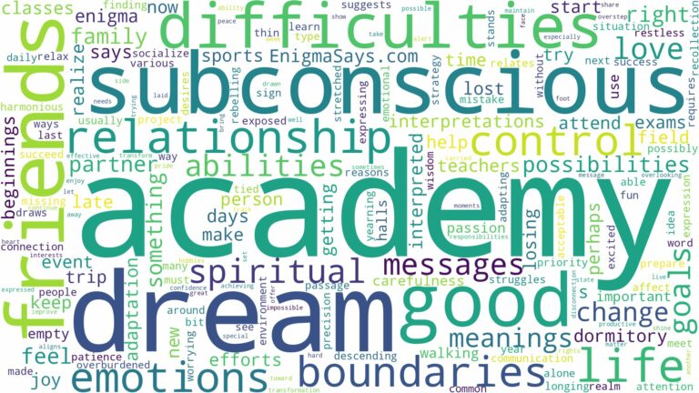 dream about academy and related dreams with their meanings in a word cloud