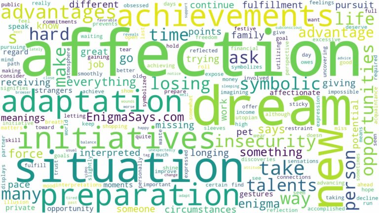 dream about affection and related dreams with their meanings in a word cloud