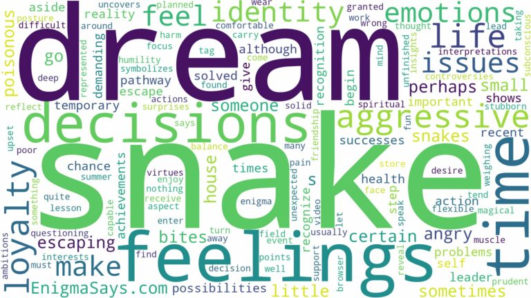 dream about aggressive snake and related dreams with their meanings in a word cloud