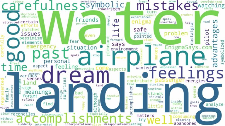 dreaming about airplane landing in water and related dreams with their meanings in a word cloud