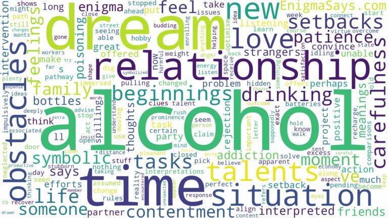 dream about alcohol and related dreams with their meanings in a word cloud