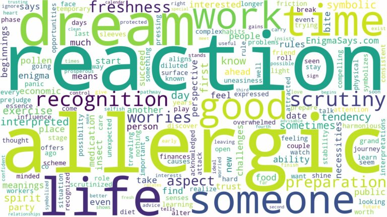 dream about allergic reaction and related dreams with their meanings in a word cloud