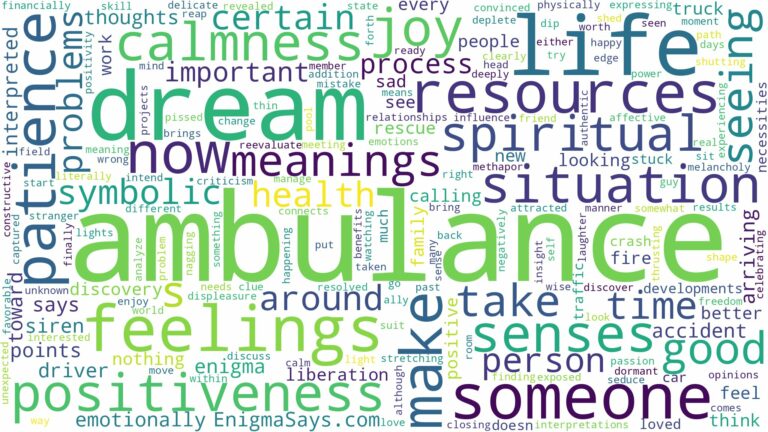 dream about ambulance and related dreams with their meanings in a word cloud