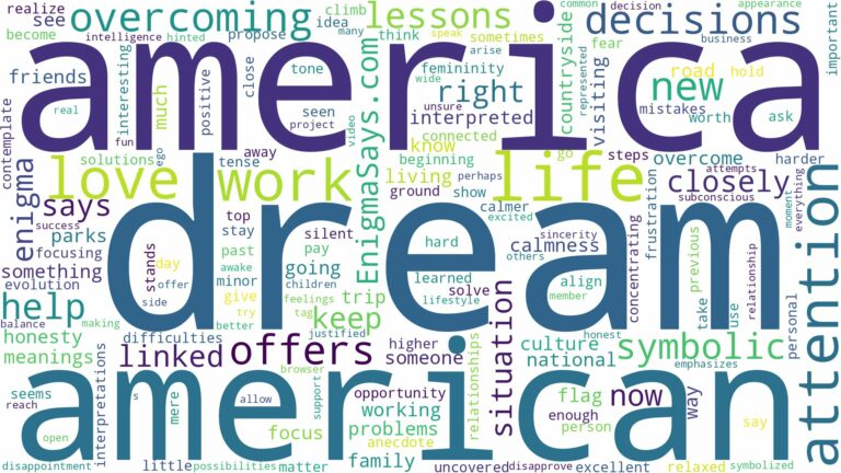 dream about america and related dreams with their meanings in a word cloud