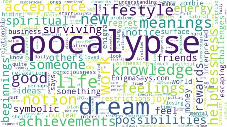 dream about apocalypse and related dreams with their meanings in a word cloud