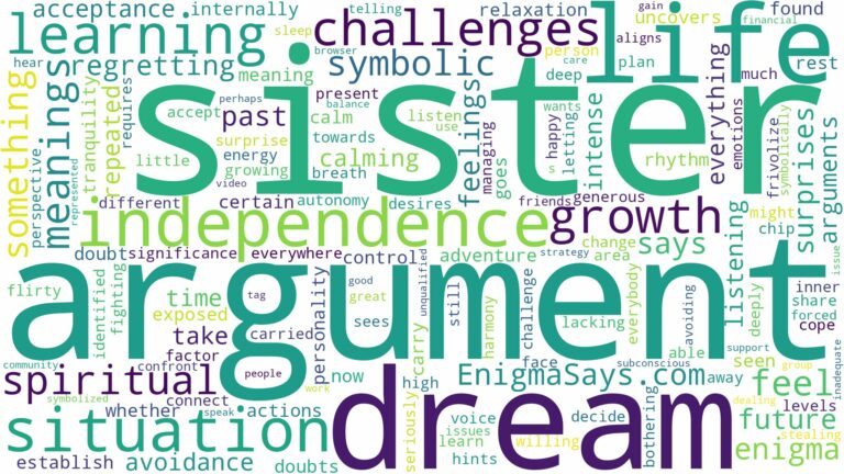 dream about argument with sister and related dreams with their meanings in a word cloud