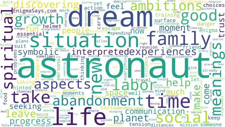 dream about astronaut and related dreams with their meanings in a word cloud