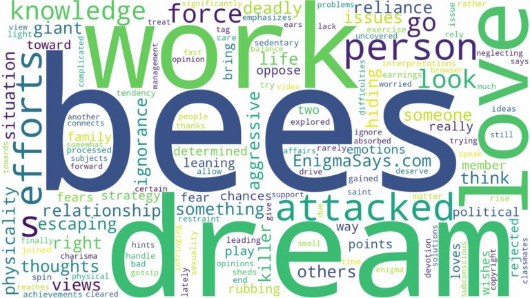dream about attacked by bees and related dreams with their meanings in a word cloud