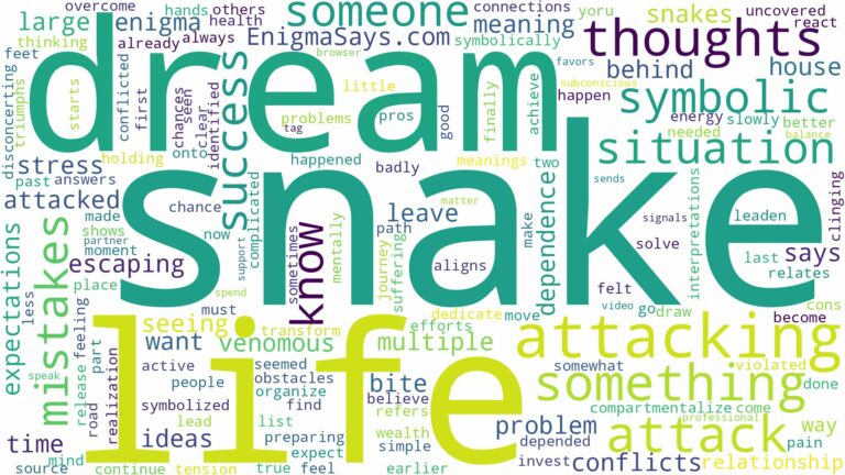dream of attacking snake and related dreams with their meanings in a word cloud