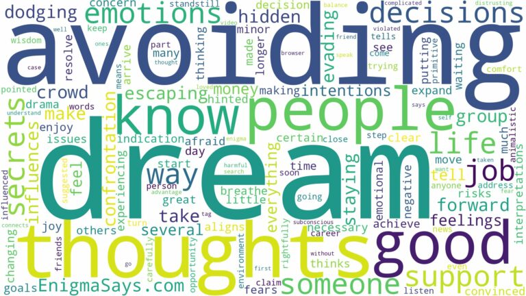 dream of avoiding people and related dreams with their meanings in a word cloud