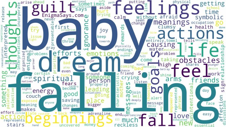 dreaming of baby falling and related dreams with their meanings in a word cloud
