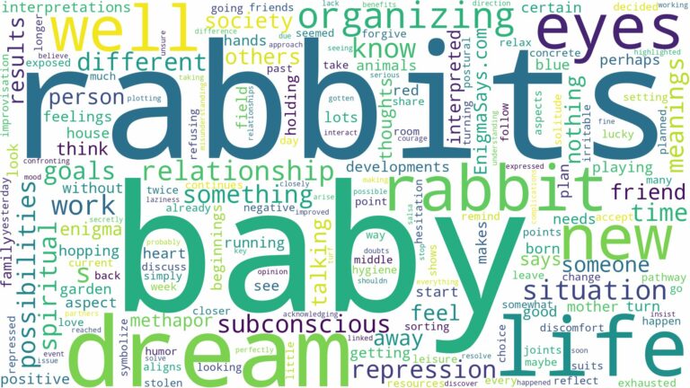 dream about baby rabbits and related dreams with their meanings in a word cloud
