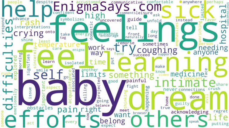dream about baby sick and related dreams with their meanings in a word cloud