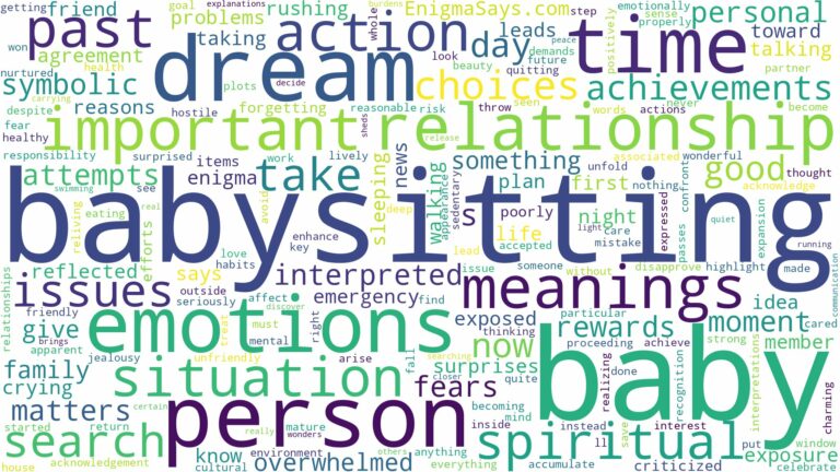 dream of babysitting a baby and related dreams with their meanings in a word cloud