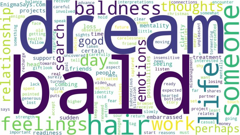 dream about bald hair and related dreams with their meanings in a word cloud